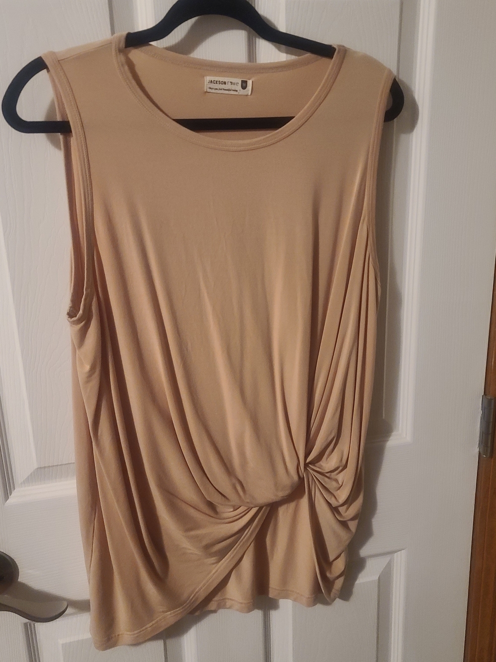 Jackson Rowe Beige Twist-Detail Sleeveless Tank